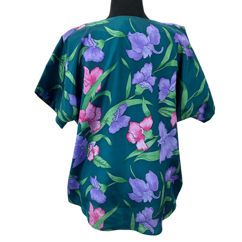 VINTAGE 90s-Y2K Thai Silk Floral Top - Picture 4 of 6